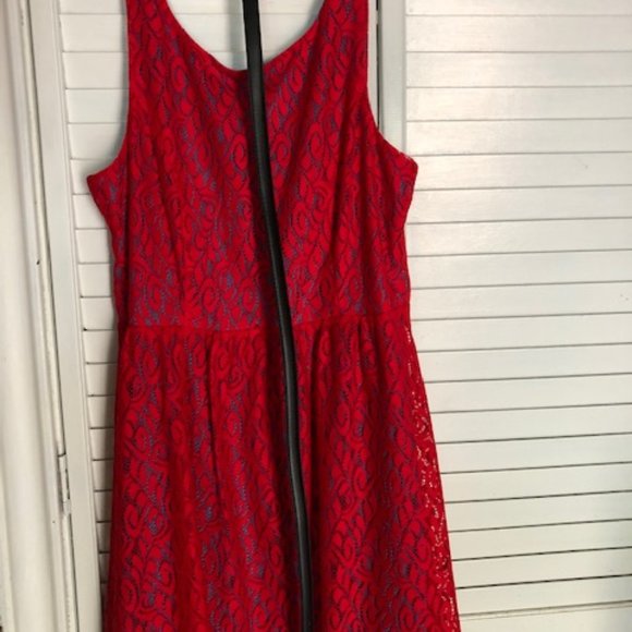 Lace Polyester Belted Lined Sun Dress Size 14 - Picture 3 of 4